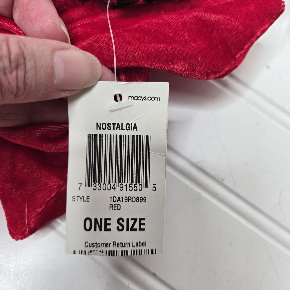 INC Nostalgia Red Ruched Velvet Scarf - Picture 6 of 8